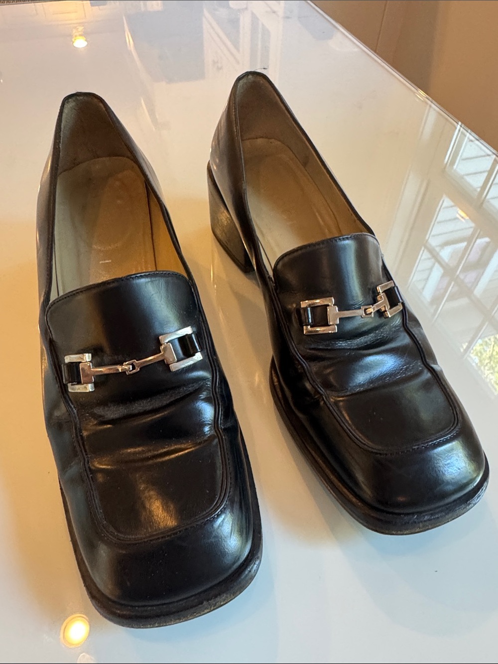 Tom Ford Era 1999 Gucci Black Leather Loafers with Silver Horsebit